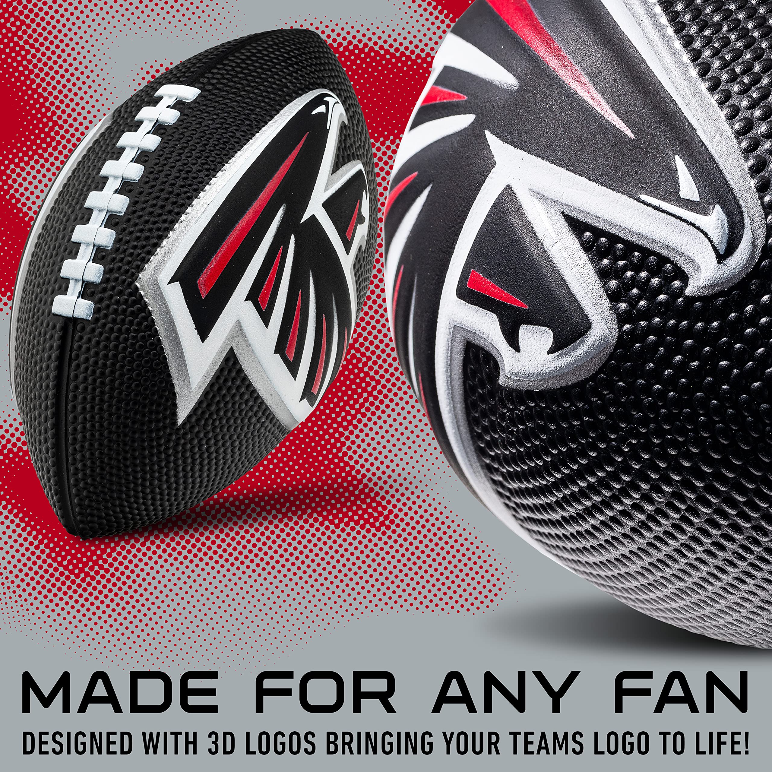 Franklin Sports Nfl Atlanta Falcons Football - Kids Foam Football - Soft Football - Mini Size - Perfect For Gameday - 8.5'' 3D L