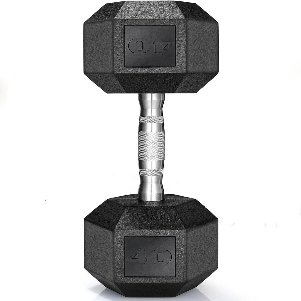 Rubber Hex Dumbbell Hand Weight, 30-75LB Dumbbells Rubber Coated Cast Iron Hex Black Dumbbells, Weights Dumbbells Set,1Pair/2Pcs