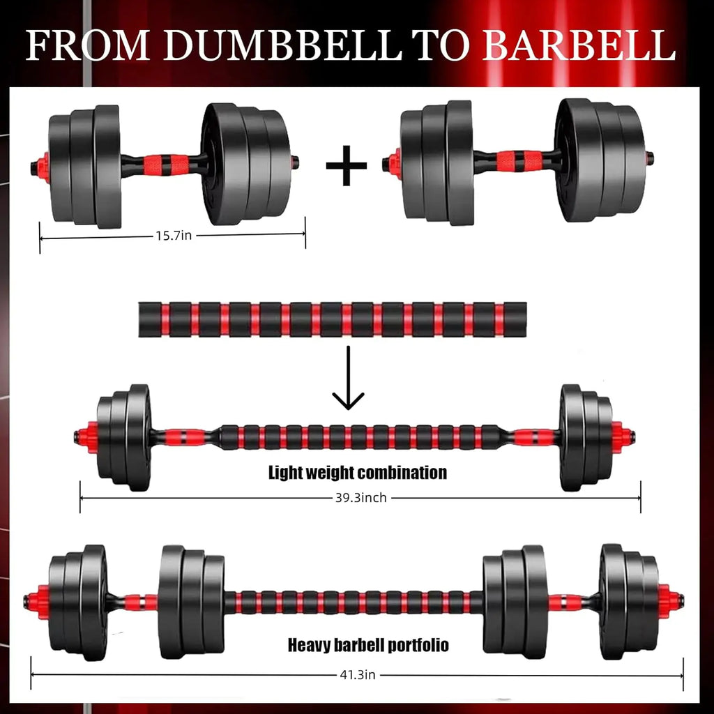 44bls Adjustable Dumbbell Set for Home Gym Fitness Weight Plates, 3-in-1 Ergonomic Modes, Heavy Duty Cast for Strength Training