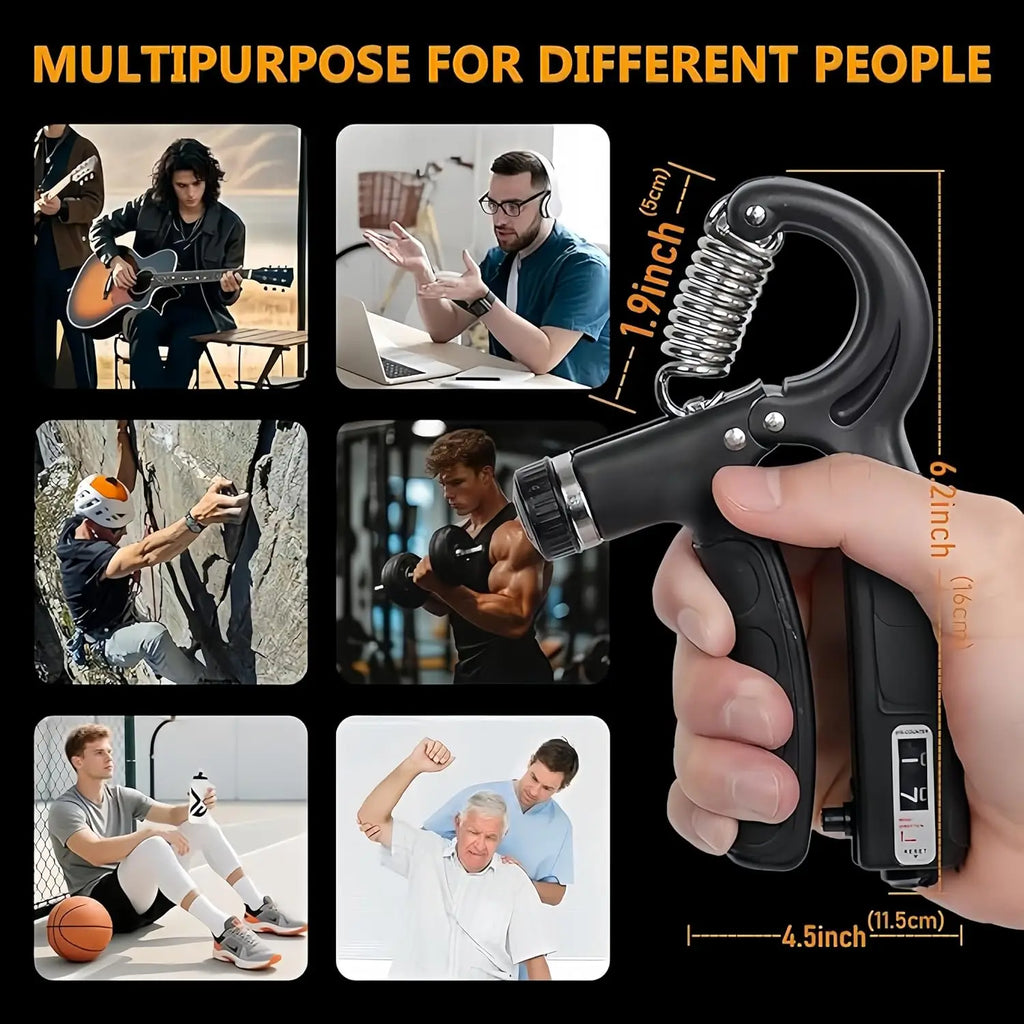 Grip Trainer Kit: Adjustable Hand Gripper,Finger/Hand Exercisers,Stress Ball & Forearm Ring for Muscle Build & Injury Rcvry