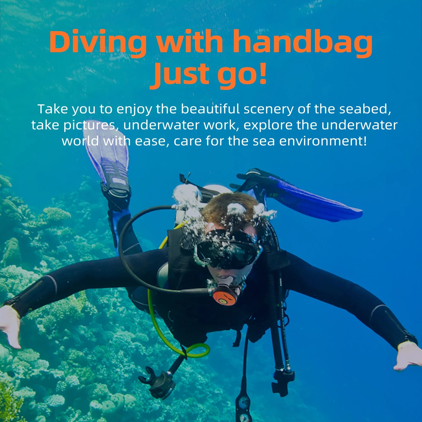 TUDIVING-Scuba Diving Ventilator,Portable Rechargeable Scuba Diving Tank with Breathing Regulator,Waterproof Scuba Diving Gear