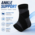 Adjustable Ankle Support Brace Compression Sleeve Wrap Strap Breathable Knit Stabilizer for Sports Running Training Adult Unisex
