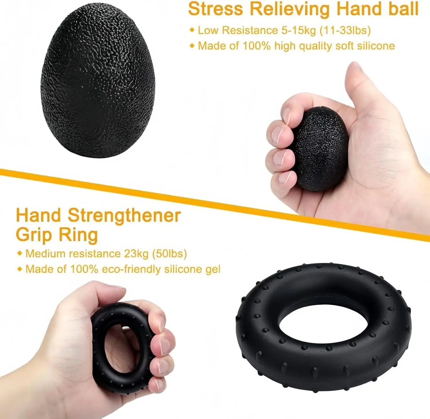 Grip Trainer Kit: Adjustable Hand Gripper,Finger/Hand Exercisers,Stress Ball & Forearm Ring for Muscle Build & Injury Rcvry