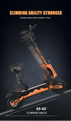 Arwibon GT08 Adult Electric Scooter 5600W Motor Top Speed 46MPH, 60V27AH, 11 Inch Off-Road Tires Sport Commuter Folding EScooter