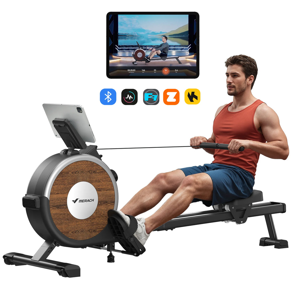 MERACH Rowing Machine Magnetic Rower Machine for Home 16 Levels Quiet Resistance Dual Slide Rail Max 350lb Weight Capacity  R02