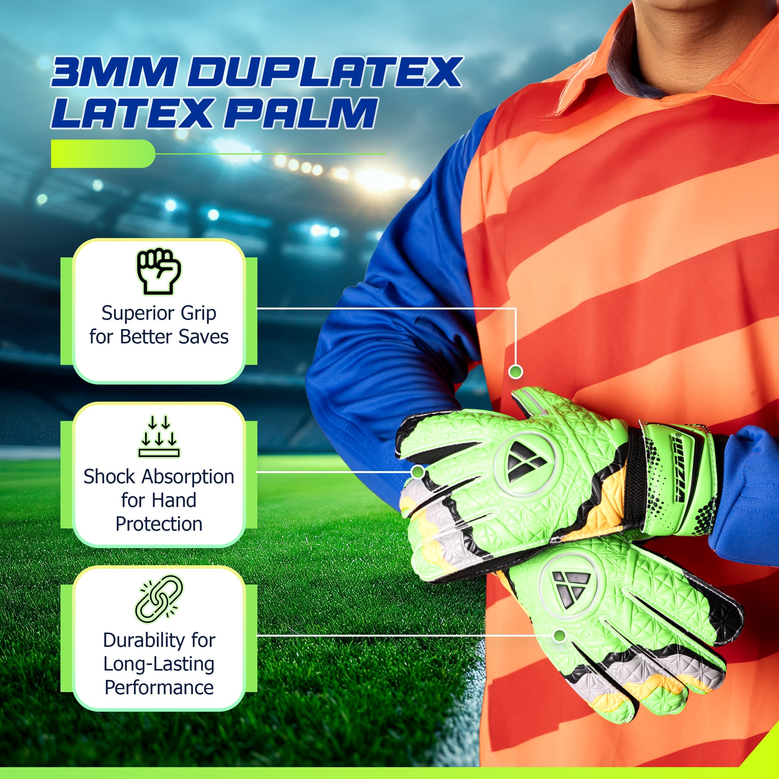 Vizari ANZA F.P. Goalkeeping Glove - Green/Black