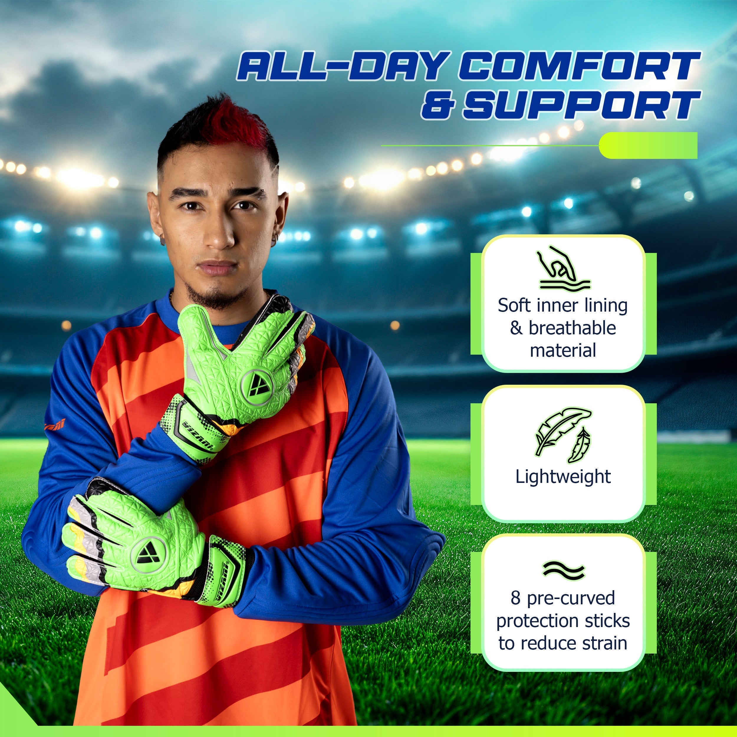 Vizari ANZA F.P. Goalkeeping Glove - Green/Black