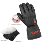 SAVIOR HEAT Electric Heated Leather Gloves Rechargeable Battery Waterproof Heated Gloves for Men Women Cycling Ski Thermal Warm
