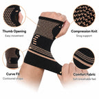 Wrist Support Sleeve Compression Brace with Thumb Opening Breathable Knit Hand Wrap for Sports Fitness Gym Daily Use Black S M L