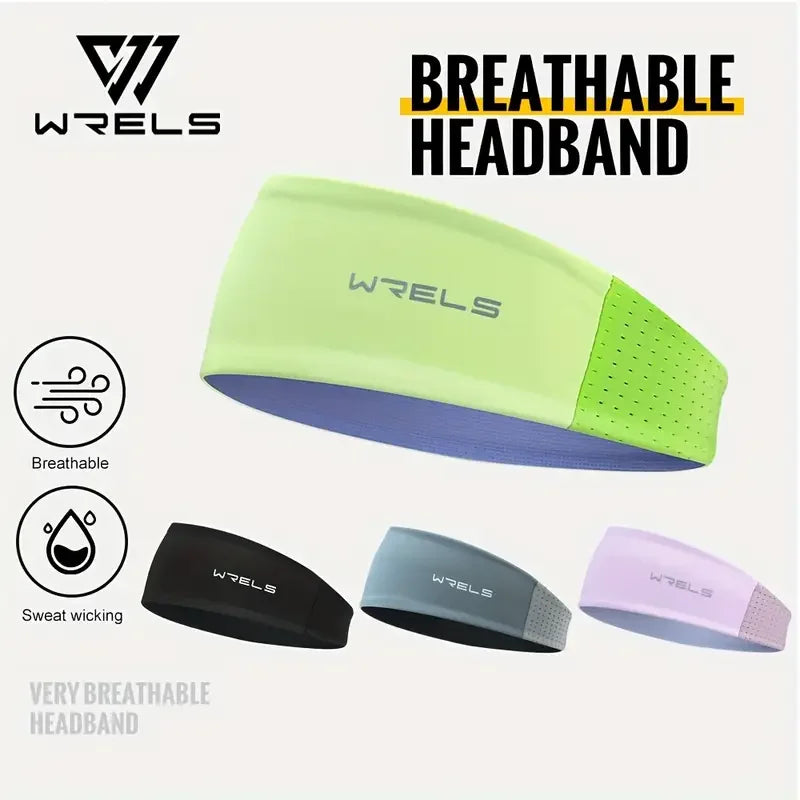 WRELS Anti-Slip Sports Headband Sweat Absorbing Headband Breathable Fitness Running Hair Band Quick Dry Elastic Cycling Hairband