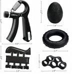 Grip Trainer Kit: Adjustable Hand Gripper,Finger/Hand Exercisers,Stress Ball & Forearm Ring for Muscle Build & Injury Rcvry