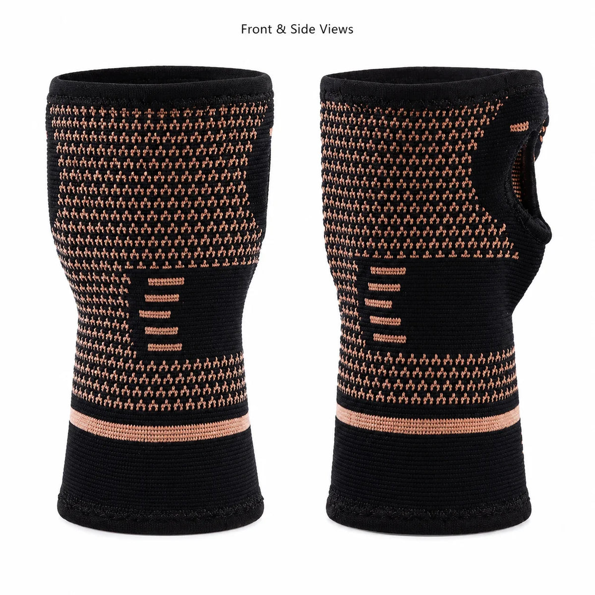 Wrist Support Sleeve Compression Brace with Thumb Opening Breathable Knit Hand Wrap for Sports Fitness Gym Daily Use Black S M L