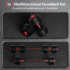 Fitvids 60Lb 2-In1 Portable Changeable Dumbbell And Barbell Kettlebell Set With Adjustable Weights