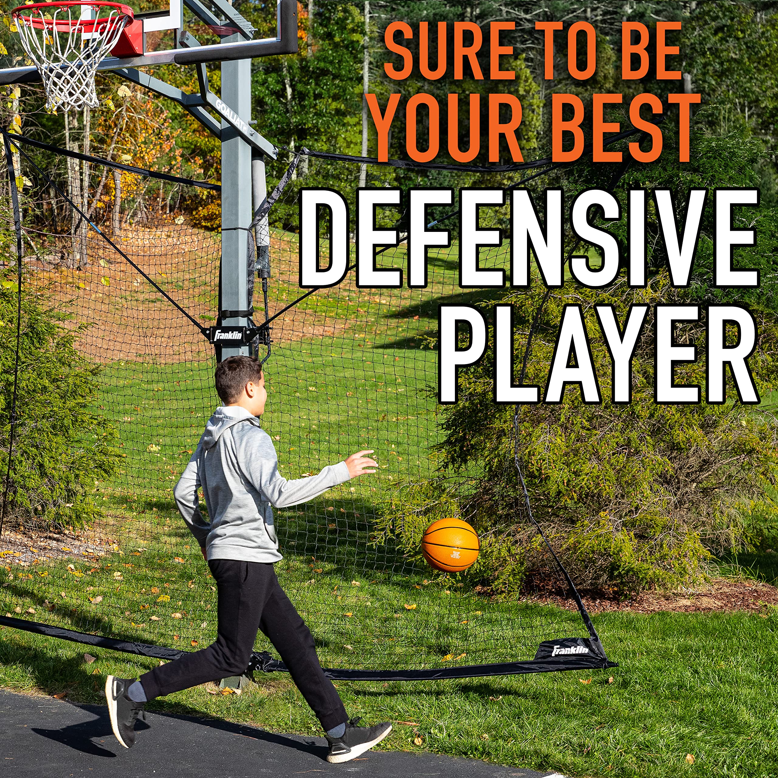 Franklin Sports Defender Net Pro - 10Ft. X 8Ft. Rebounder - Easily Fold And Quick Install - Defensive Net System, Black