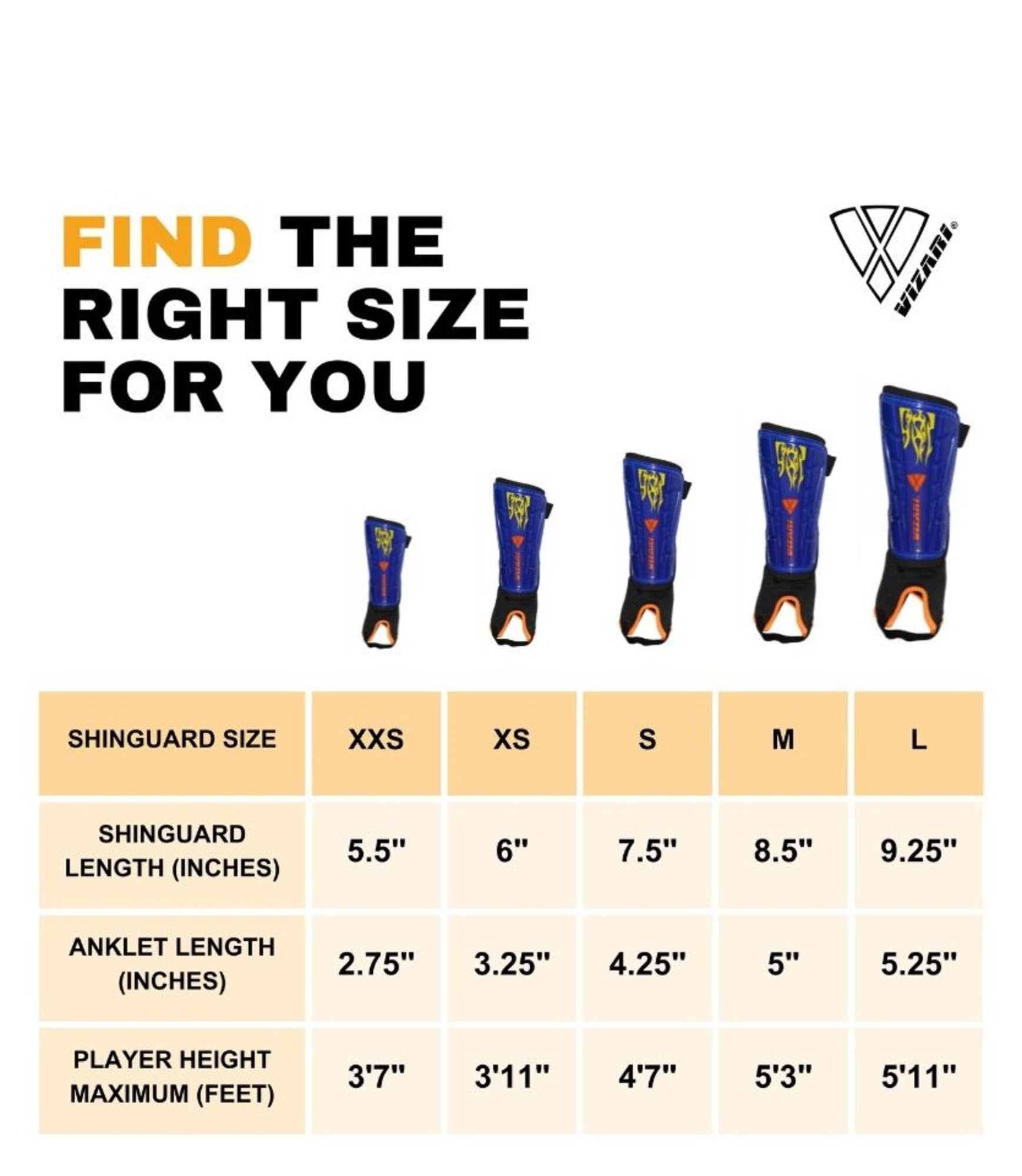 Vizari Blaze Soccer Shin Guard – Blue/Orange