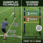 Bolaball Pro Ladder Toss Game Set - Indoor/Outdoor, Medium Size, Steel, Black, Model 212106, Includes 6 Soft Rubber Bolo Balls & Carry Case