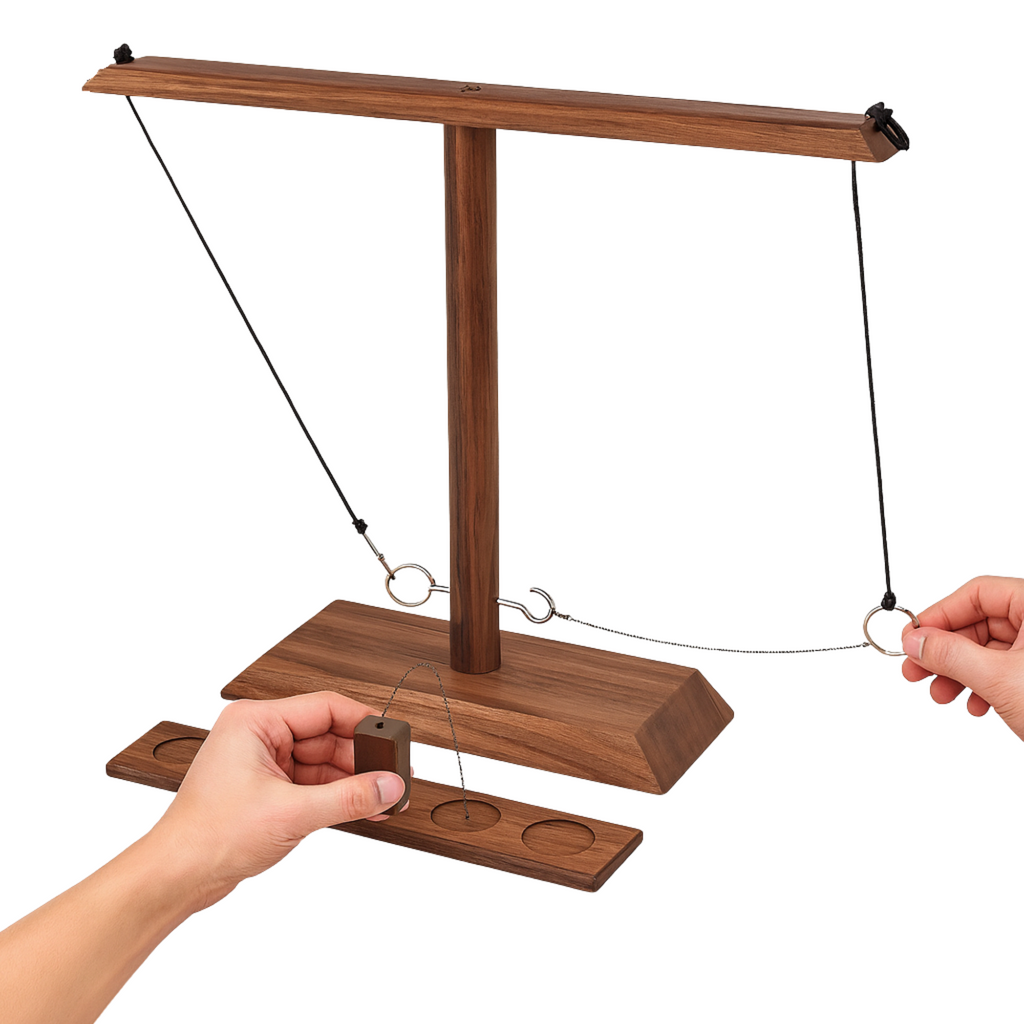 Bolaball Wooden Hook and Ring Toss Game for Adults - Beige Patio Decor, Model 317600, Indoor/Outdoor Fun