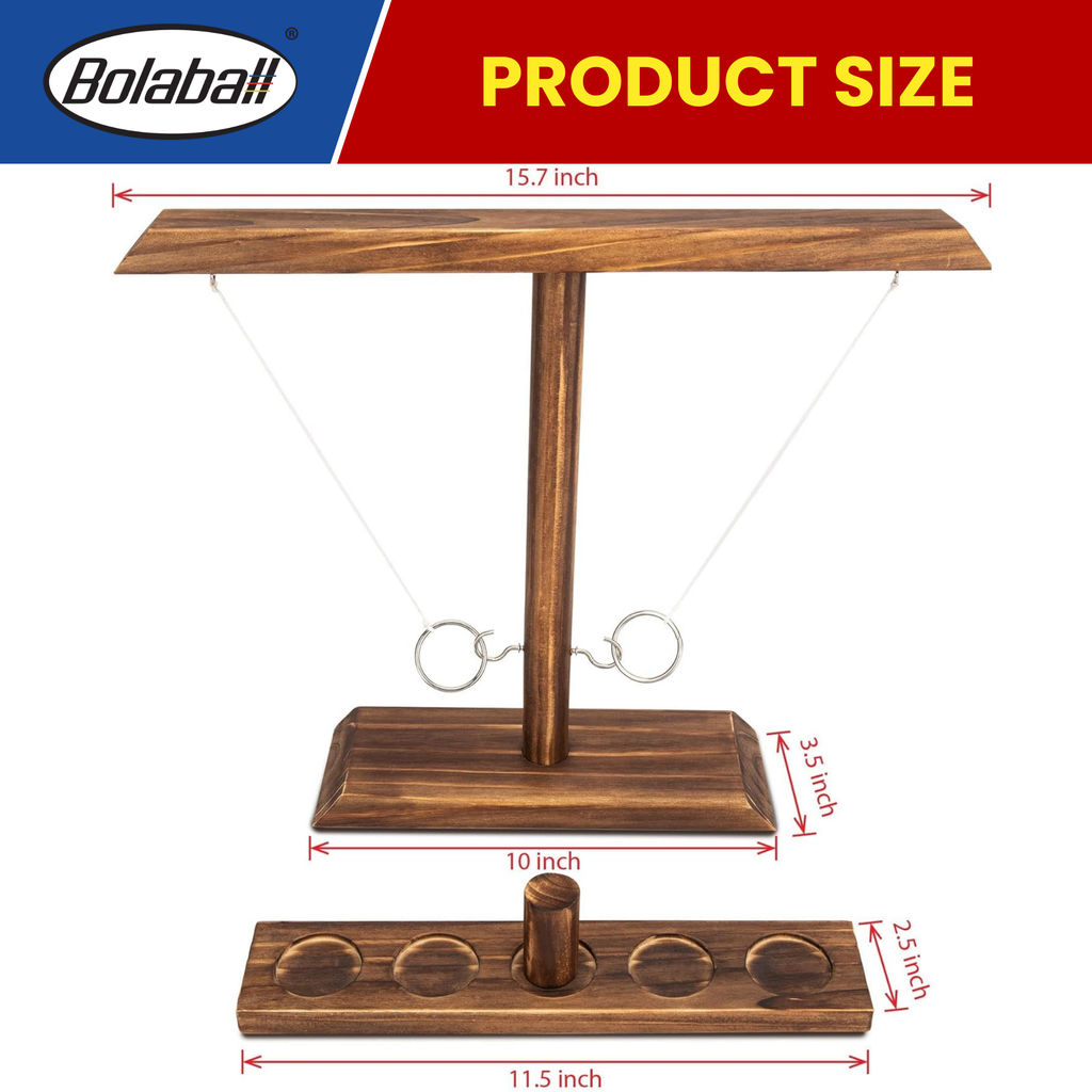 Bolaball Wooden Hook and Ring Toss Game for Adults - Beige Patio Decor, Model 317600, Indoor/Outdoor Fun