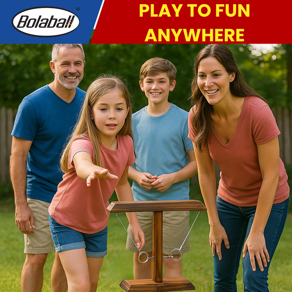 Bolaball Wooden Hook and Ring Toss Game for Adults - Beige Patio Decor, Model 317600, Indoor/Outdoor Fun