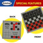 Bolaball 3-in-1 Giant Checkers & Tic Tac Toe Game, Reversible 26"x26" Carpet, Multi-Color, Indoor/Outdoor, Model 317587-1
