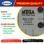 3-in-1 Giant Tic Tac Toe, Checkers Rug & Board Games for Indoor Outdoor Fun
