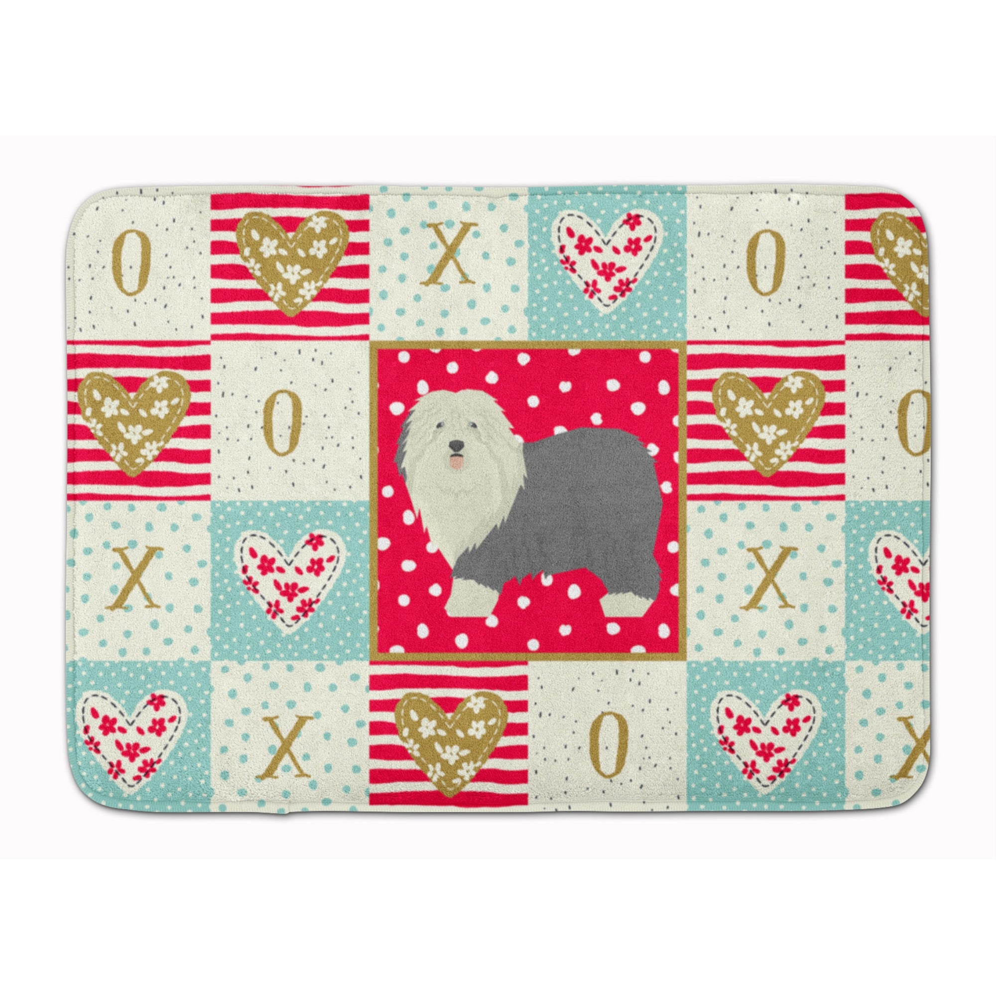 'Caroline'S Treasures Old English Sheepdog Love Machine Washable Memory Foam Mat Doormats, Multicolor''