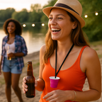 Redcupliving 2 oz Pink Reusable Shot Cup with Lanyard