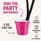 Redcupliving 2 oz Pink Reusable Shot Cup with Lanyard