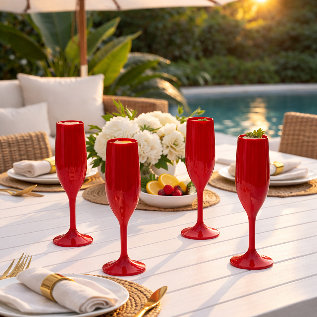 Red Cup Living 5 oz Red Reusable Stemmed Wine Cups