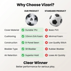 Vizari Comet Soccer Ball – Black, Machine-Sewn 8-Panel Training Ball