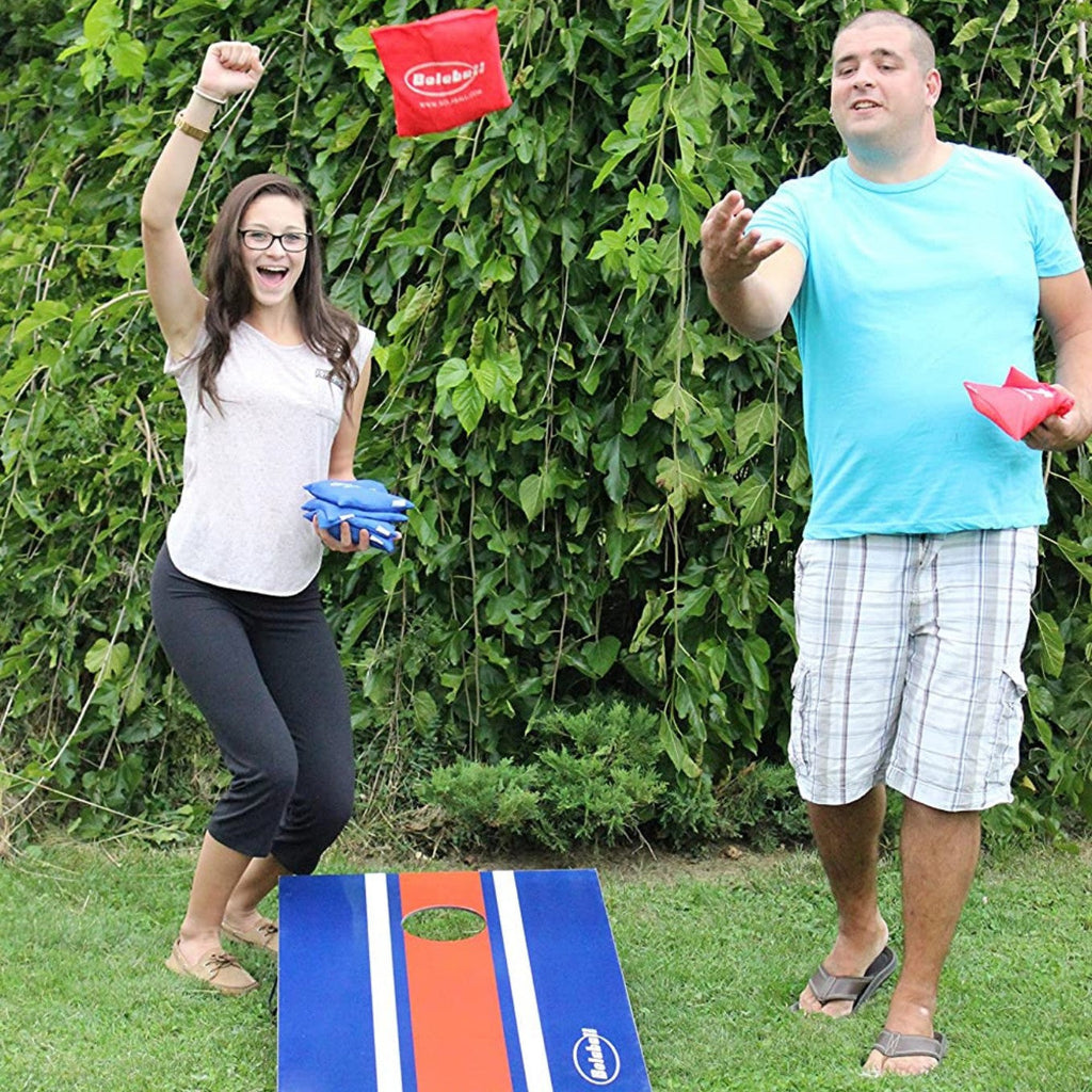Bolaball Cornhole Board Set - Portable 2x3 ft Wooden Game with 8 Toss Bags, Red & Blue, Model 317549
