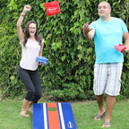 Bolaball Cornhole Board Set - Portable 2x3 ft Wooden Game with 8 Toss Bags, Red & Blue, Model 317549