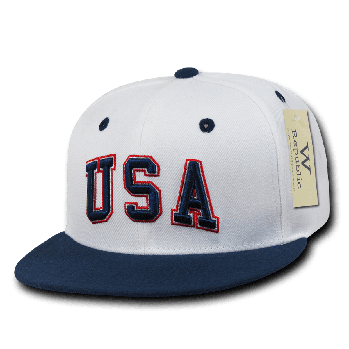 Decky 1078-Wht Piped Crown Snapbacks  White