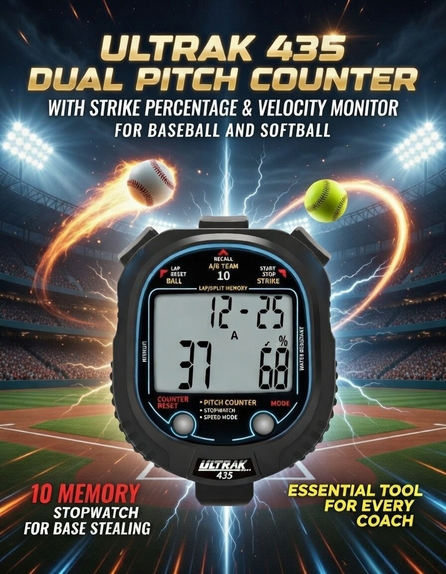 ULTRAK 435 Pitch Counter With Strike Percentage & Pitch Speed Monitor - 10 Memory Stopwatch