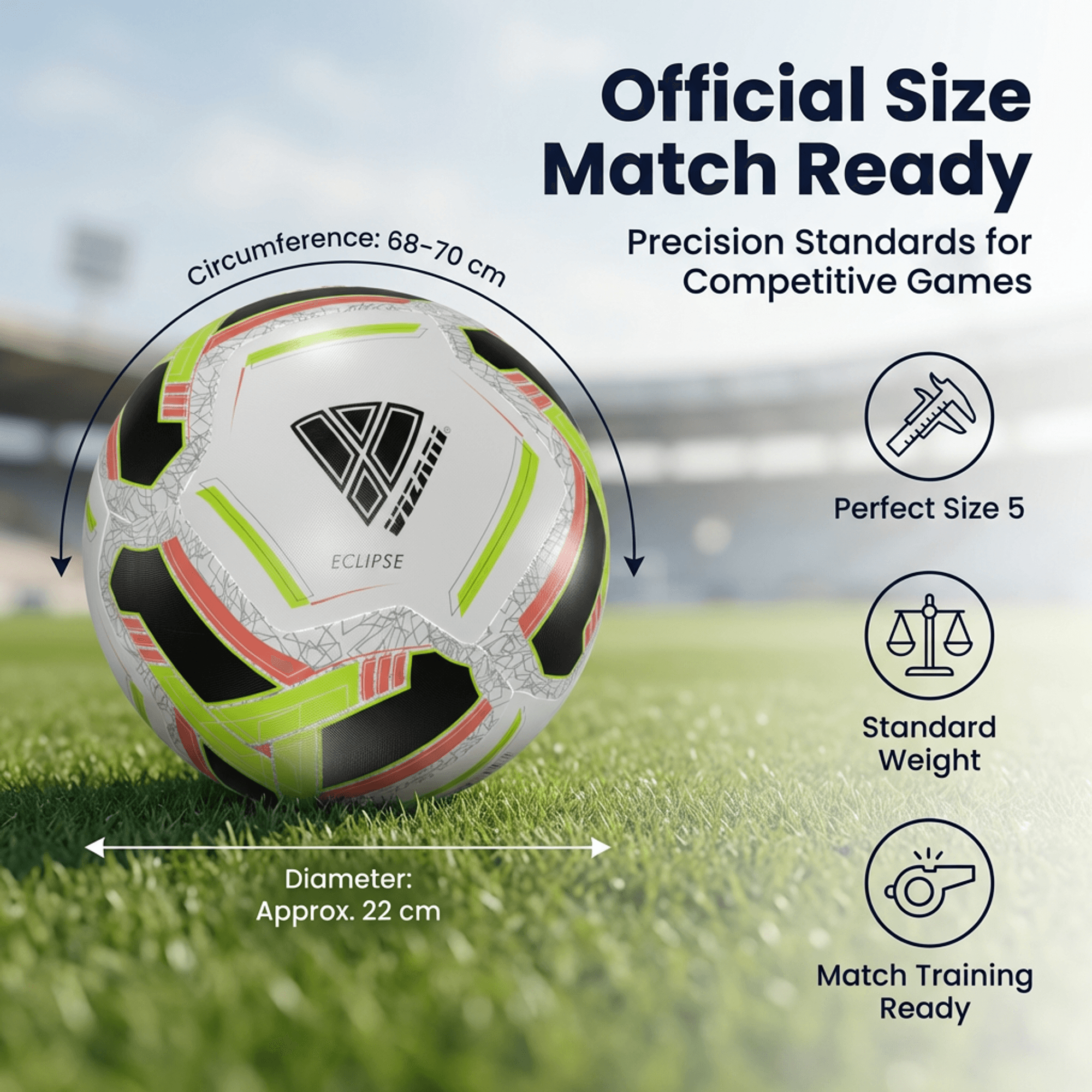 Vizari Eclipse NFHS Size 5 Yellow Soccer Ball