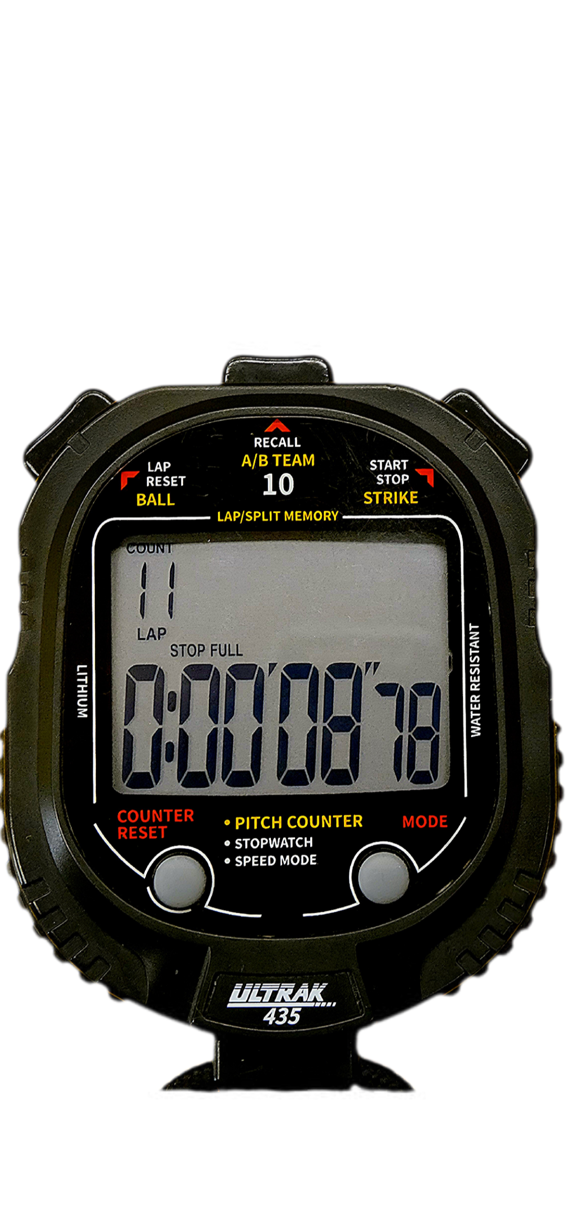 ULTRAK 435 Pitch Counter With Strike Percentage & Pitch Speed Monitor - 10 Memory Stopwatch