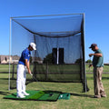 10x10x10 Masters Golf Net w Frame Kit, 4x6 Ultimate Golf Mat, & Ball Tray