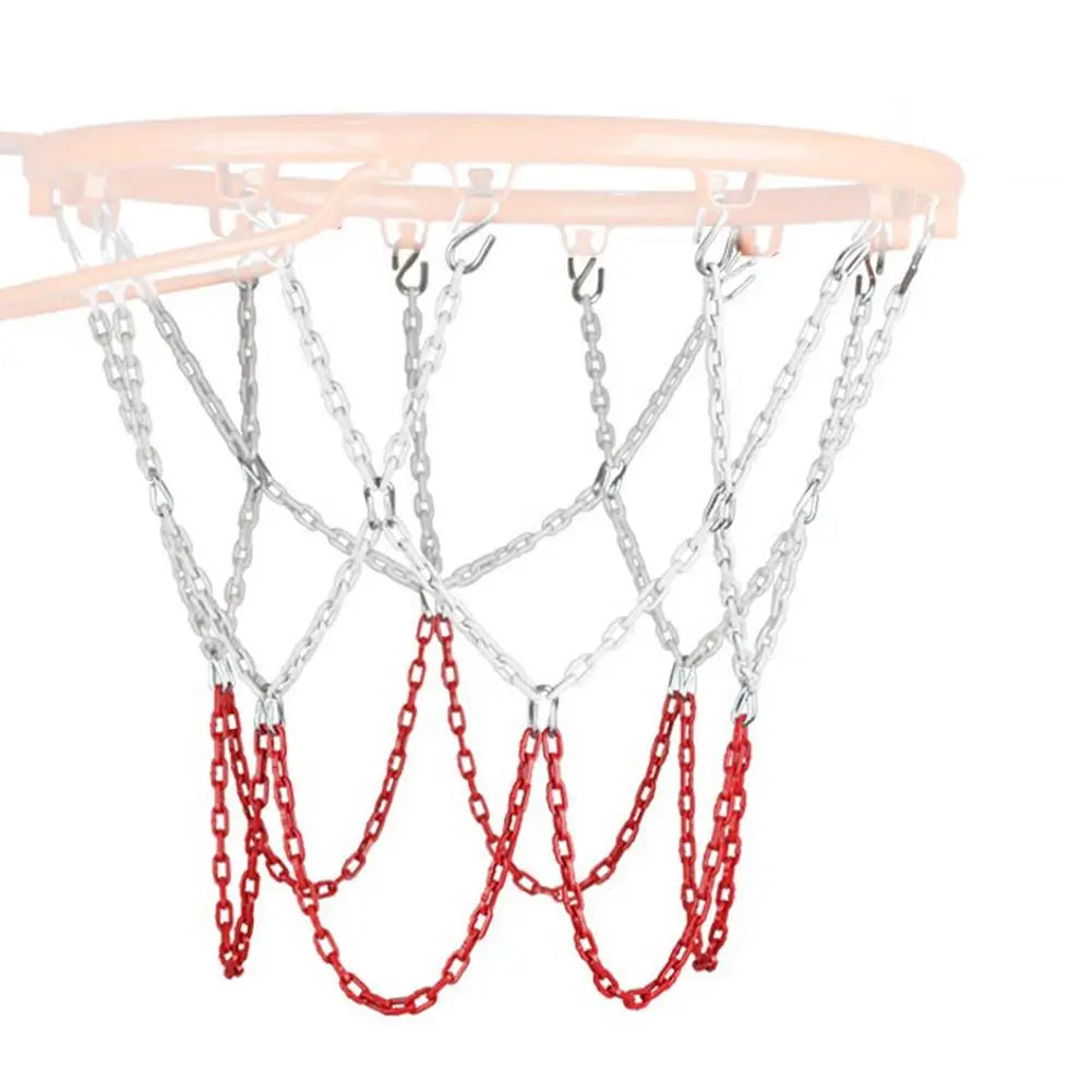 Stainless Steel Basketball Net Heavy Duty Metal Chain Replacement With 12 Hooks Rustproof Basketball Hoop Replacement Ordinary