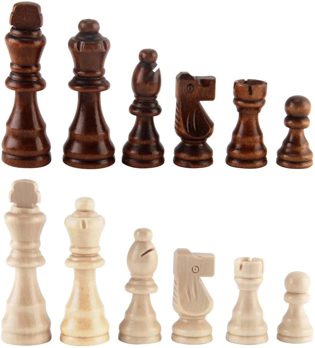 32 Pieses Wooden Chess Standard Tournamen Staunton Wood Chessmen 8cm King Height，Chess Pieces Only No Board