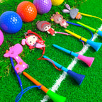 10Pcs Golf Rubber Tees With Handmade Different Cartoon Pattern Rope Prevent Loss Golf Ball Holder Braided Rope Golf Accessories