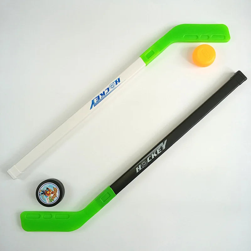 A Set Children's Toy Pulley Ice Hockey 72CM Plastic Hockey Stick Children's Outdoor Sports Toy Hockey Stick