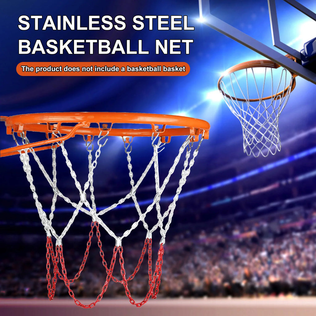 Stainless Steel Basketball Net Heavy Duty Metal Chain Replacement With 12 Hooks Rustproof Basketball Hoop Replacement Ordinary