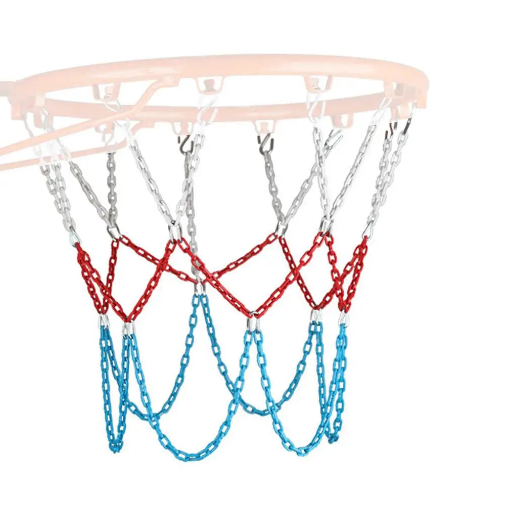 Stainless Steel Basketball Net Heavy Duty Metal Chain Replacement With 12 Hooks Rustproof Basketball Hoop Replacement Ordinary