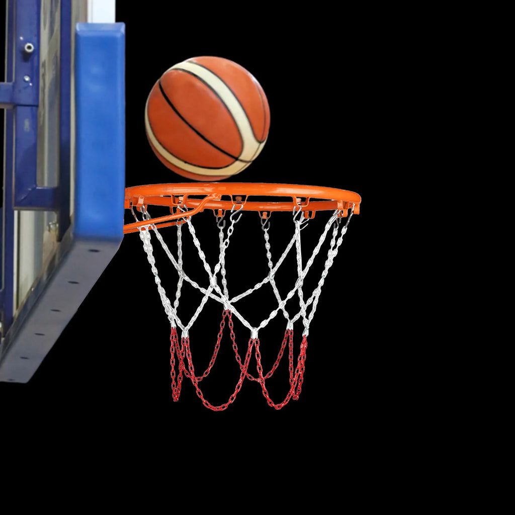 Stainless Steel Basketball Net Heavy Duty Metal Chain Replacement With 12 Hooks Rustproof Basketball Hoop Replacement Ordinary