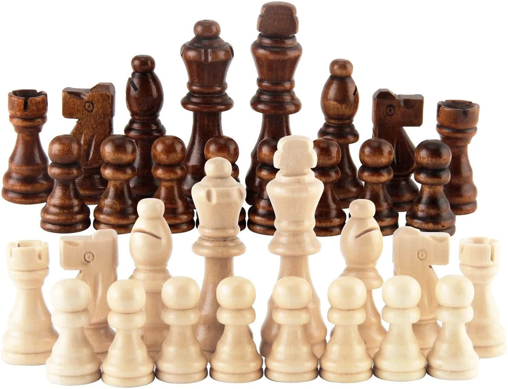 32 Pieses Wooden Chess Standard Tournamen Staunton Wood Chessmen 8cm King Height，Chess Pieces Only No Board