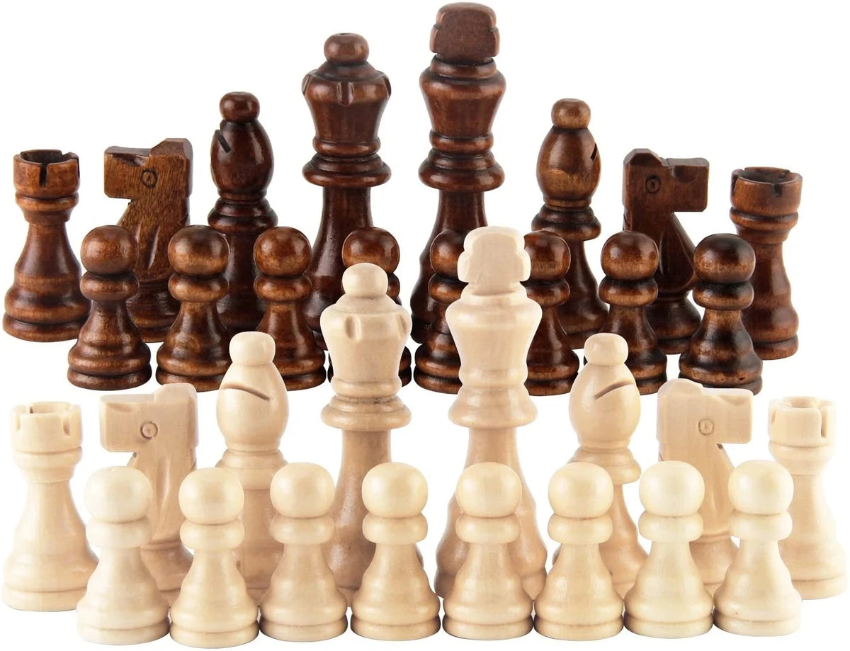 32 Pieses Wooden Chess Standard Tournamen Staunton Wood Chessmen 8cm King Height，Chess Pieces Only No Board