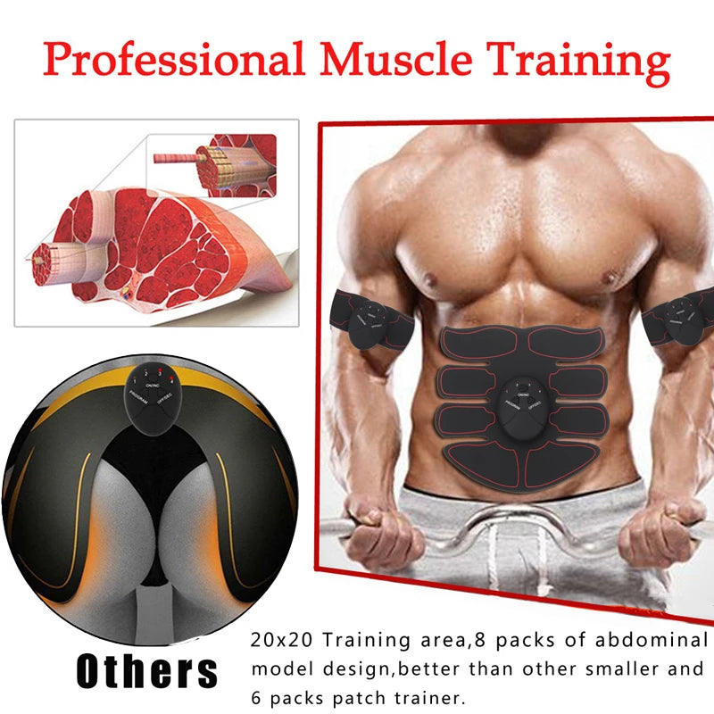Electric Muscle Stimulator Wireless Buttocks Hip Trainer Abdominal ABS Stimulator Fitness Body Slimming Massager
