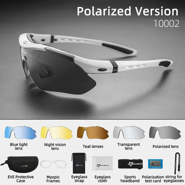 ROCKBROS Photochromic Bicycle Glassess Cycling Glasses Polarized Sunglasses Myopia Frame MTB Mountain UV400 Bicycle Goggles