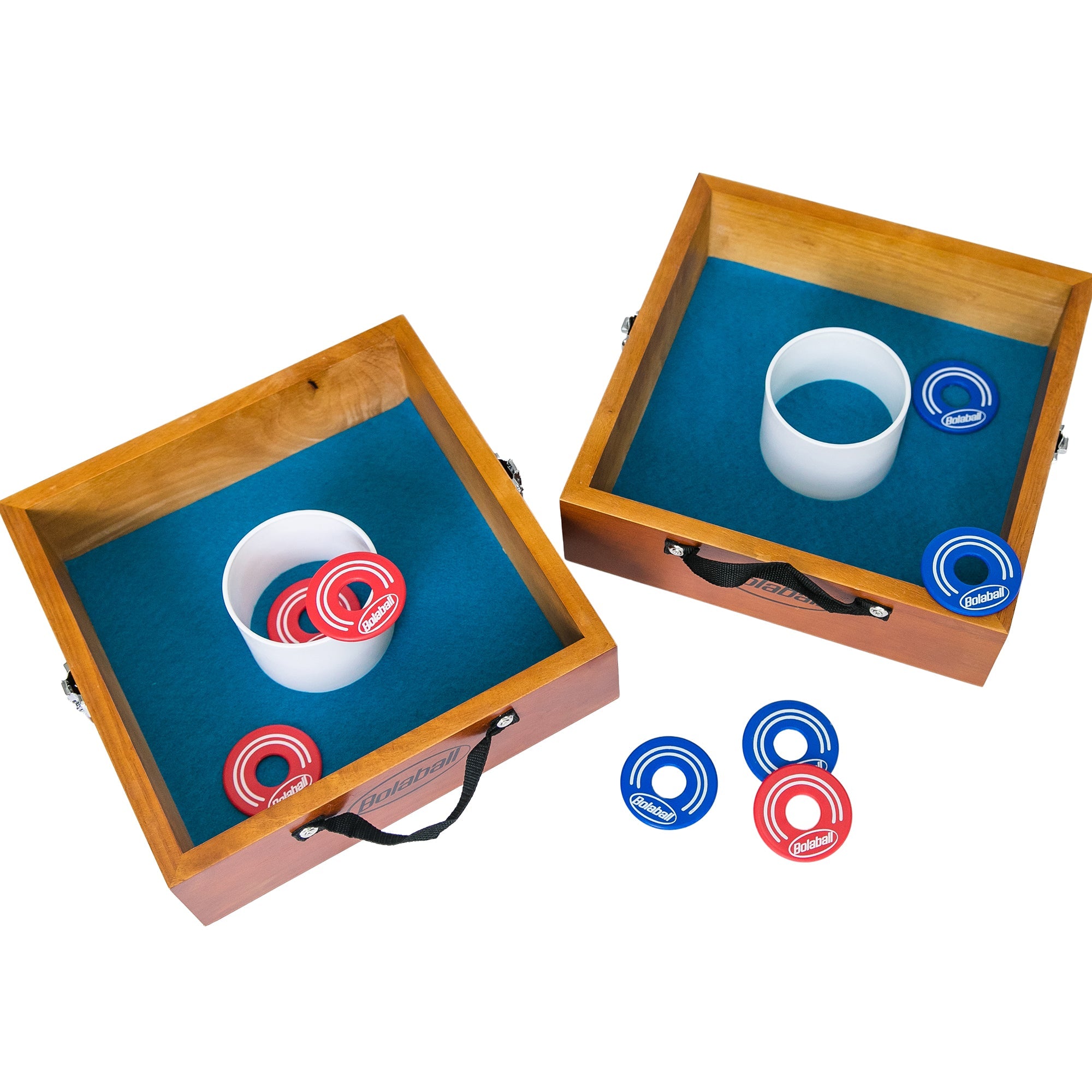 Bolaball Washer Toss Game Set - 2 Solid Wood Targets & 2.5" Washers - Outdoor Lawn Game for Family & Kids