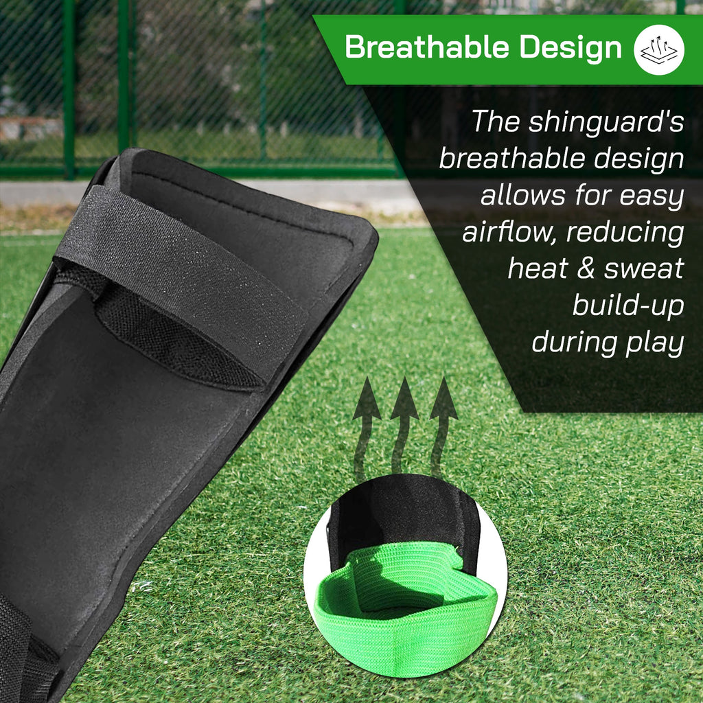 Malaga Soccer Shin Guard with Adjustable Straps-Black/N. Green - Vizari Sports